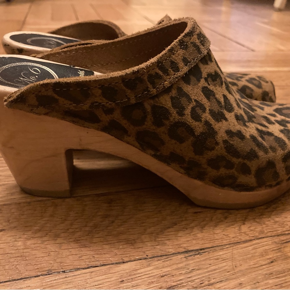 No. 6 Leopard Print Suede Clogs - image 3